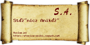 Stánicz Anikó névjegykártya
